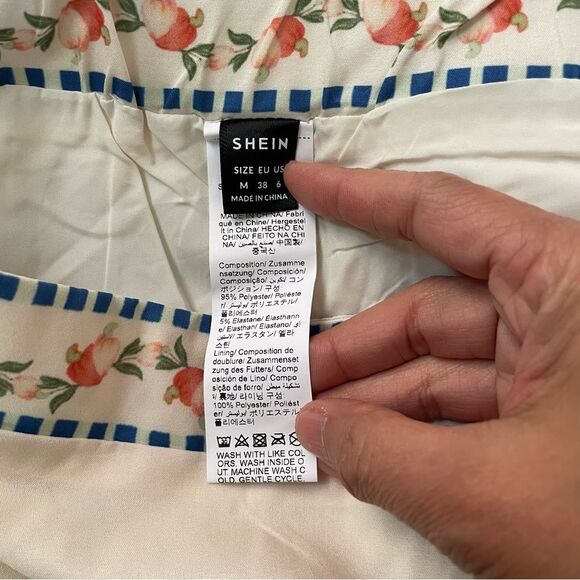 NWOT Shein Women's Boho Color Parrot, Tropical Flower Apricot Straight Pants - Picture 8 of 9